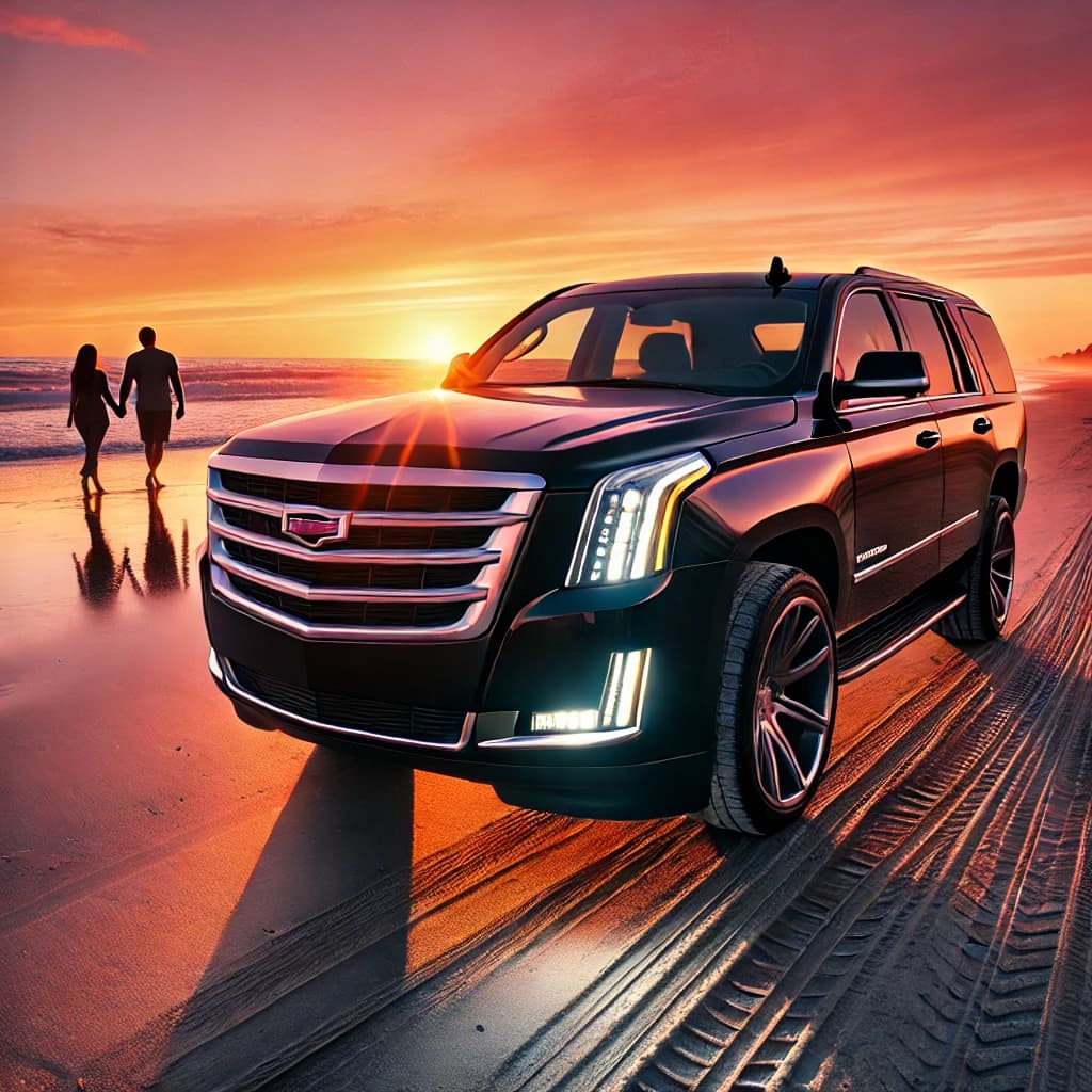 Erix Coach and Car in a Suv Limo at Sunset